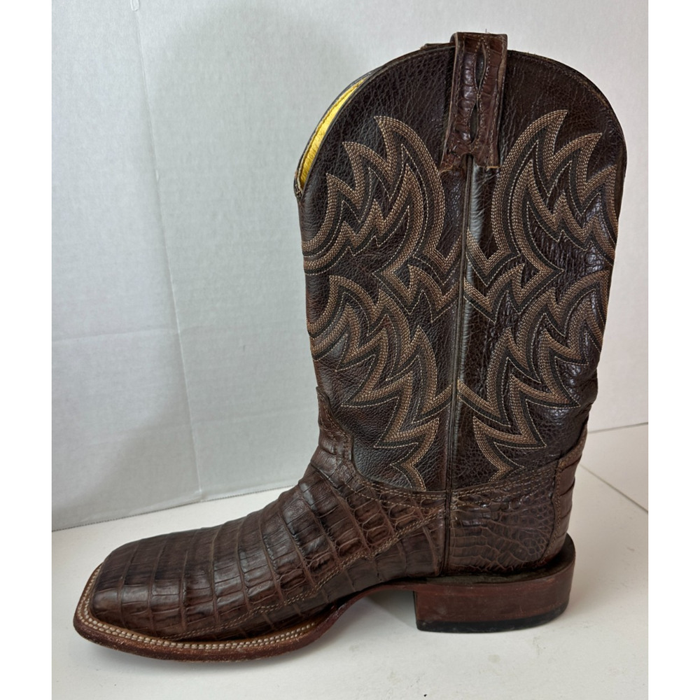 Cavender’s Alligator Print Western Boots Cowboy Square Toe Brown Men's Size 10 D - Picture 12 of 14